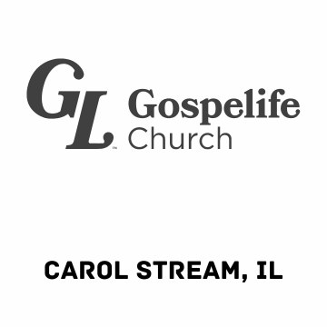A black and white photo of the gospelife church logo.